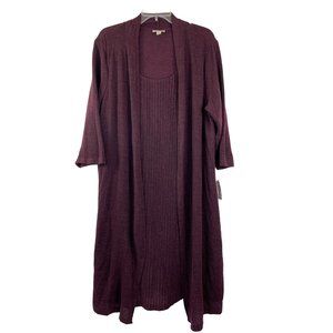 Dressbarn Women's Wine Dress & Cardigan